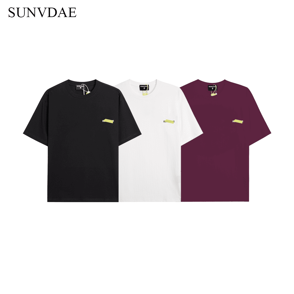 SUNVDAE 夏季新款潮牌 不幹膠字母高品圓領T恤 時尚寬鬆百搭男女款